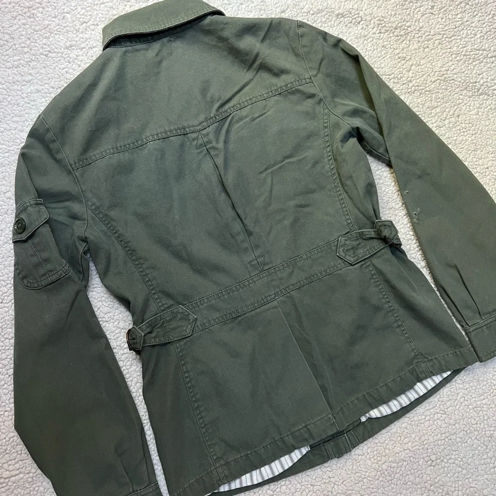 Giacca army green utility military jacket striped lining 100% cotton overcoat - Picture 15 of 16